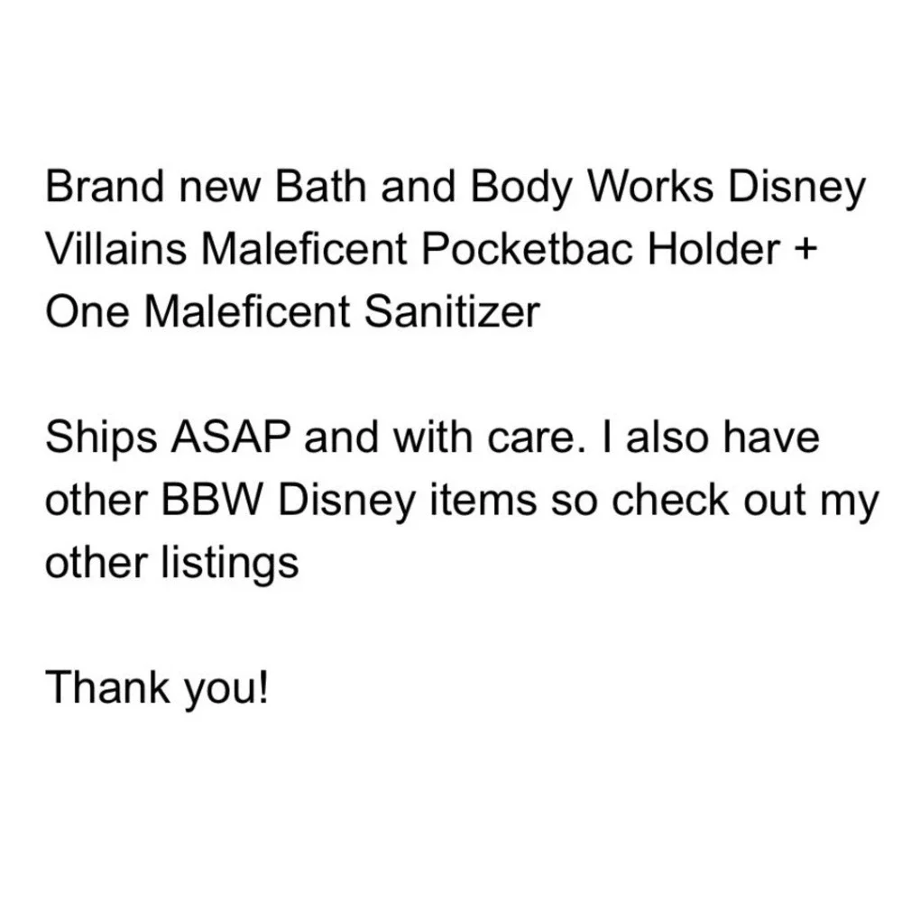 Bath Body Works Disney Villains Maleficent Pocketbac Holder & Maleficent Antibac